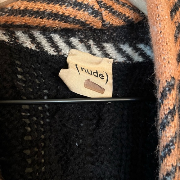 (nude) Cardigan Jacket - Women's Large Orange Black EUC - Plaid Sweater Knit - Picture 5 of 13